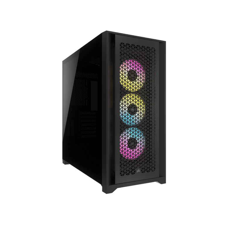 iCUE 5000D RGB AIRFLOW Mid-Tower Case, Black - 3x AF120 RGB ELITE Fans -  iCUE Lighting Node PRO Controller - High-airflow Design