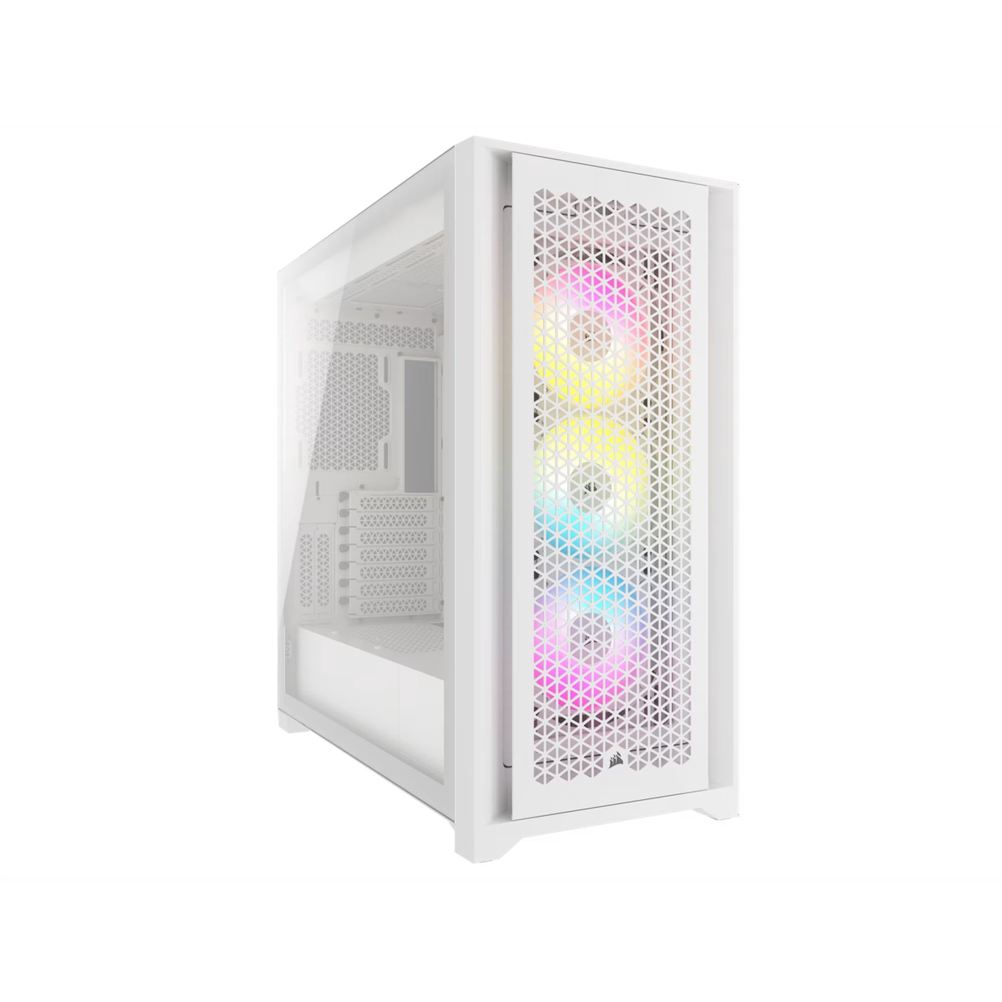 CORSAIR iCUE 5000D RGB AIRFLOW Mid-Tower Case, True White -CC-9011243-WW -3x AF120 RGB ELITE - White Fans - iCUE Lighting Node PRO Controller - High-airflow Design