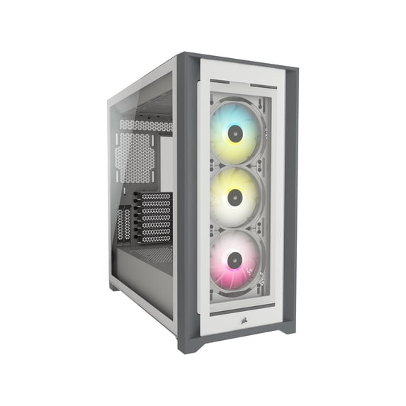 Corsair iCUE 5000X RGB Tempered Glass Mid-Tower ATX PC Smart Case - White