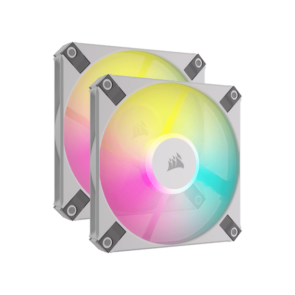Corsair iCUE AF120 RGB SLIM 120mm PWM Fluid Dynamic Bearing Fan, White Twin Pack, 2 Pack
