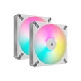 thumbnail image 1 of Corsair iCUE AF140 RGB Elite 140mm PWM Dual Fan Kit - Eight RGB LEDs Per Fan - AirGuide Technology - Fluid Dynamic Bearing - Zero RPM Fan Mode - Included iCUE Lighting Node CORE Controller - White, 1 of 7
