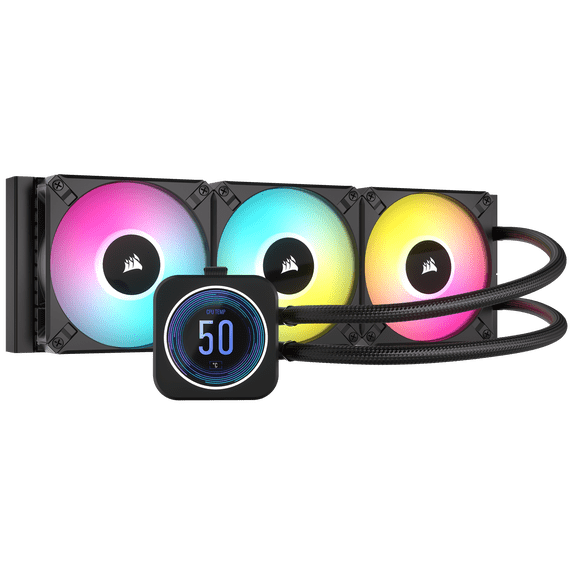 Corsair iCUETT H150i ELITE LCD XT Display Liquid CPU Cooler - 4.72" Maximum Fan Diameter - 490.5 gal/min Maximum Airflow - 2100 rpm - Liquid Cooler Cooler - Compatible Intel Socket: LGA-1700, LGA-1...
