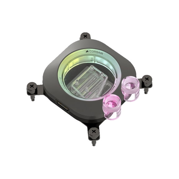 CORSAIR iCUE LINK XC7 RGB ELITE CPU Water Block - Transparent Flow Chamber - 24 RGB LEDs - Temperature sensor - iCUE LINK connectivity - XTM70 Thermal Paste - Fits Intel LGA 1700, AMD AM5 and older