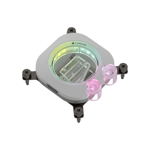 CORSAIR iCUE LINK XC7 RGB ELITE WHITE CPU Water Block - Transparent Flow Chamber - 24 RGB LEDs - Temperature sensor - iCUE LINK connectivity - XTM70 Thermal Paste - Fits Intel LGA 1700, AMD AM5 and ol
