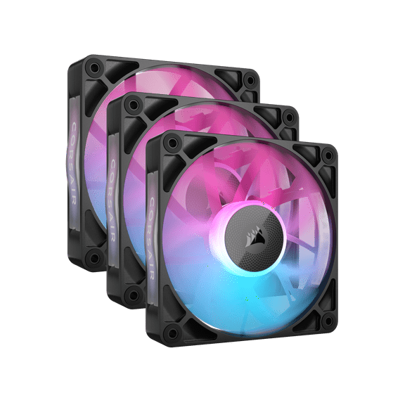 CORSAIR iCUE Link RX120 RGB 120mm PWM Fans with iCUE Link System Hub - Magnetic Dome Bearing - Triple Pack - Black