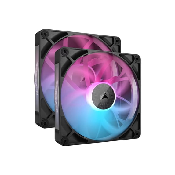 CORSAIR iCUE Link RX140 RGB 140mm PWM Fans with iCUE Link System Hub - Magnetic Dome Bearing - Dual Pack - Black