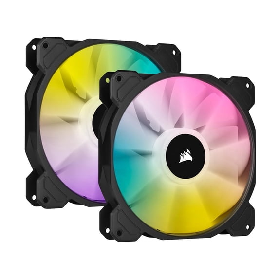 CORSAIR iCUE SP140 RGB ELITE Performance 140mm PWM Dual Fan Kit with Lighting Node CORE, CO-9050111-WW