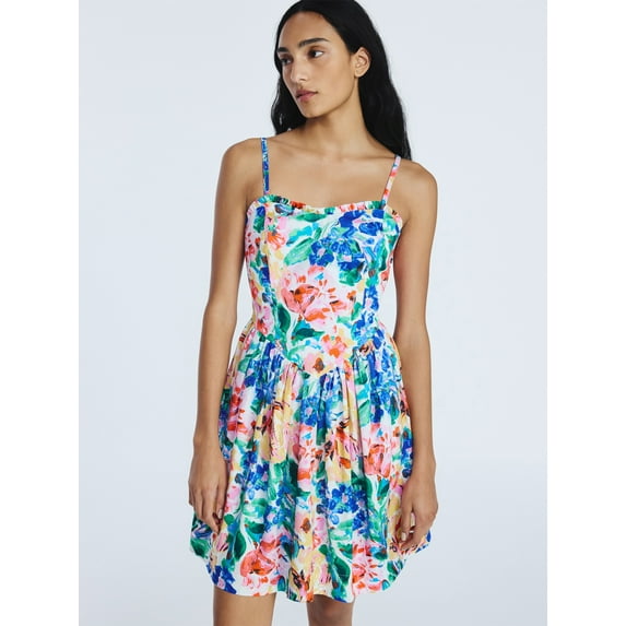 Free Assembly Women's Cotton Corset Mini Dress, Sizes XS-XXL