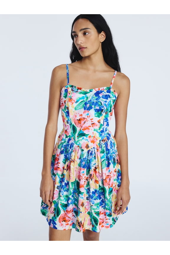 Women's Cotton Corset Mini Dress, Sizes XS-XXL