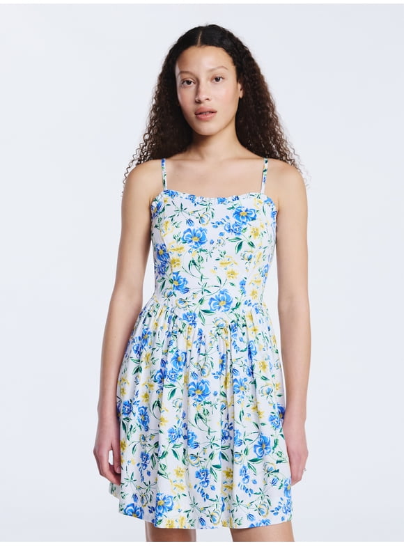 Women's Cotton Corset Mini Dress, Sizes XS-XXL