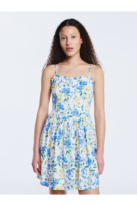 Women's Cotton Corset Mini Dress, Sizes XS-XXL