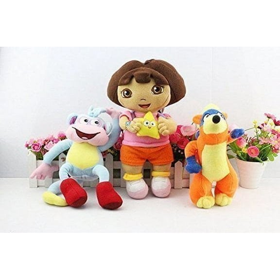 CORTEZ Dora Boots Monkey Swiper Fox 9-12 Inch Toddler Stuffed Plush Kids Toys 3 Pcs/set