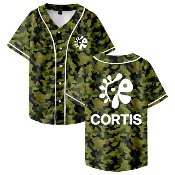 CORTIS Logo Baseball Jersey V-Neck Short Sleeve Button-Down Shirts Women Men Streetwear Tops