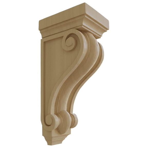 CORW06X08X16DERW Devon Traditional Wood Corbels, 6"W x 7 1/2"D x 16"H, Rubberwood