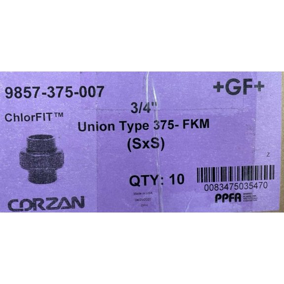 CORZAN Union, CPVC, Fitting Schedule/Class Schedule 80, 3/4 in Pipe Size