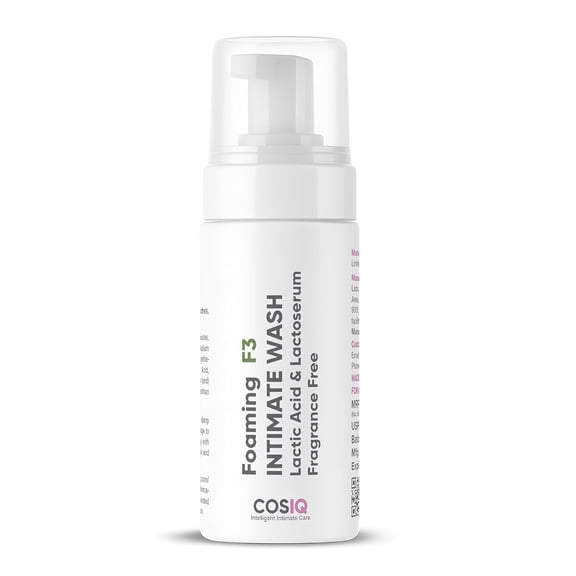 COS-IQ Foaming F3 Intimate Wash, 100ml | Fragrance-Free Hygiene Wash with Lactic Acid & Lactoserum | Prevents Itching, Irritation & Dryness | Soothes Intimate Skin | Suitable for All Skin Type
