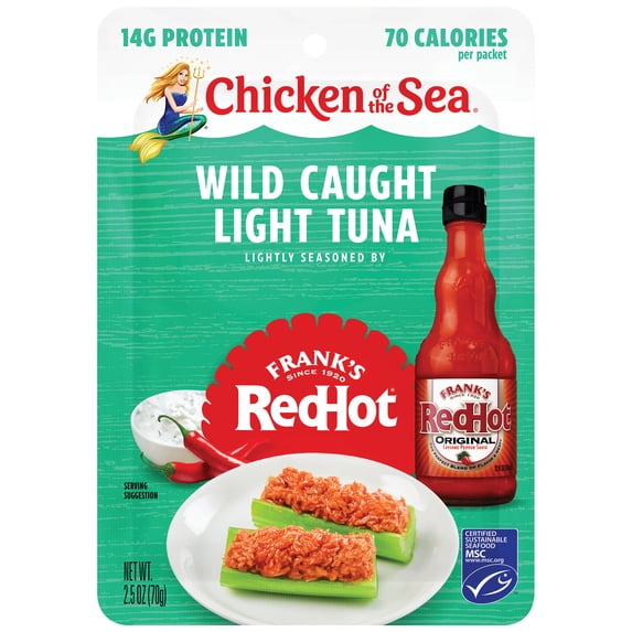 Chicken of the Sea Wild Caught Light Tuna Packet with Franks Red Hot Sauce — product image