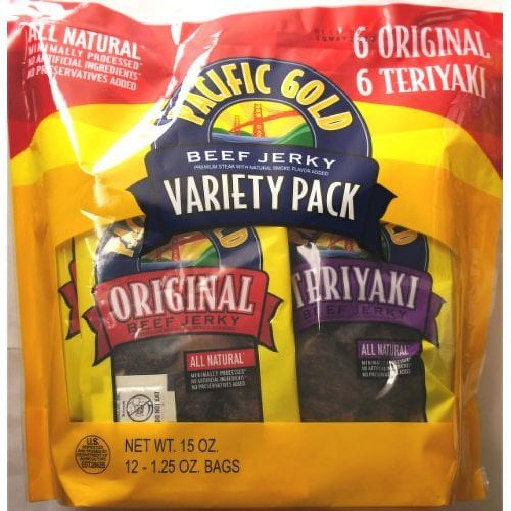 COS-SL 12 Variety Pack HHA1&nbsp;Pacific Gold Beef Jerky Premium Streak All Natural of 1.25 Bag