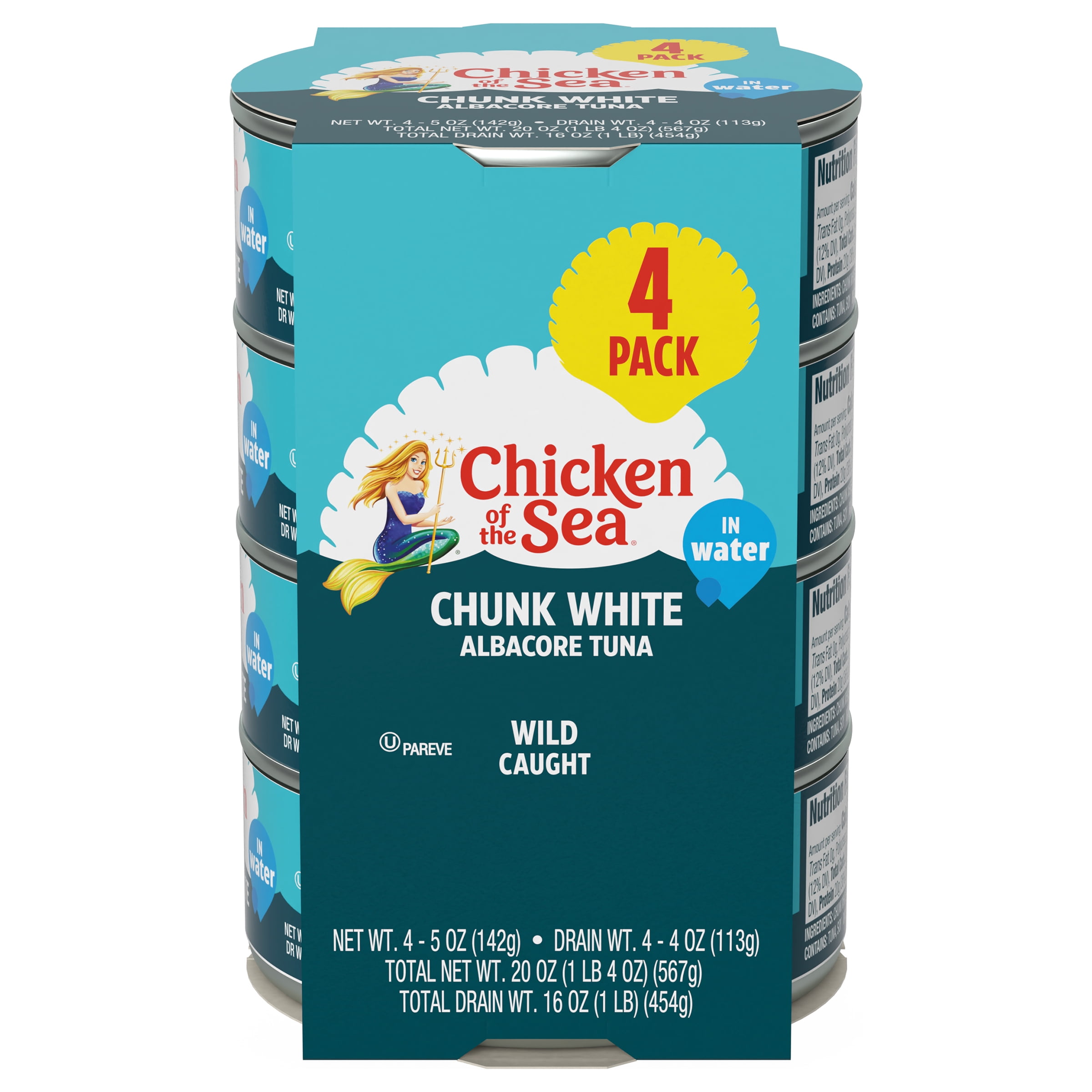 Chicken of the Sea Chunk White Albacore Tuna in Water 4 Pack, 5 oz Cans