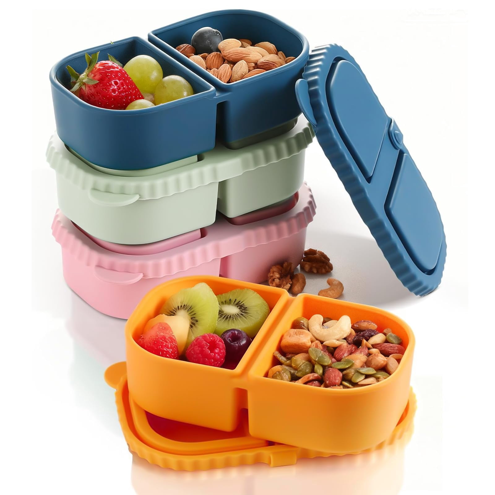 COSANO 2/4 Pack Reusable Silicone Snack Containers With Lids, Two ...
