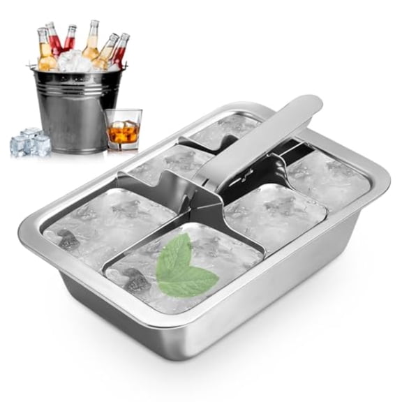 COSANO Ice Cube Trays, Stainless Steel Ice Cube Trays with Easy Release Levers for Professional Drinkers – Portable Reusable Metal Ice Maker for Family Bar Party - Send Goods From Local Warehouse