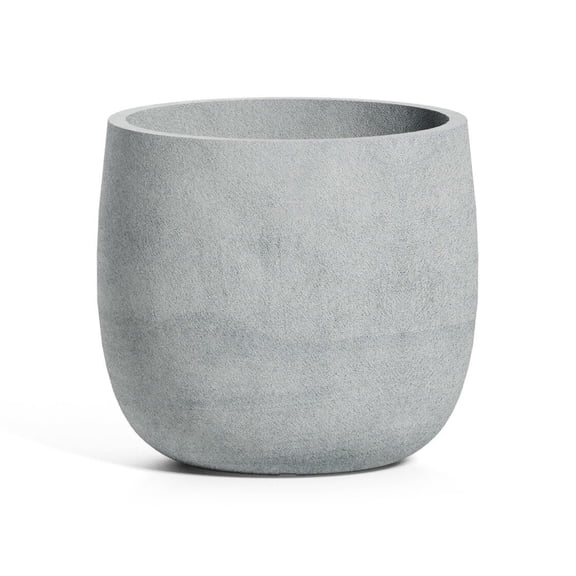 COSAPOTS Mondo Large Planter – Concrete Stone Finish – Fiberglass Indoor/Outdoor and Weather–Resistant Round Planter (19.7" D x 19.1" H Exterior, 18.5" D x 18.5" H Interior)