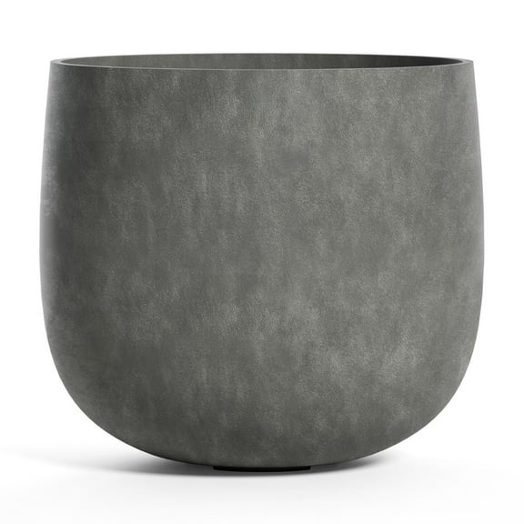 COSAPOTS Mondo Large Planter – Grey Stone Finish – Fiberglass Indoor/Outdoor and Weather-Resistant Round Planter (19.7" D x 19.1" H Exterior, 18.5" D x 18.5" H Interior)