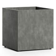 thumbnail image 1 of COSAPOTS Reglito Cube Planter – Fiberglass Indoor/Outdoor and Weather-Resistant Large Planter (Grey Stone, 23.6" L x 23.6" W x 24.2" H), 1 of 8