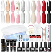 COSCELIA Gel Nail Polish Kit with U V Light 6PC Gel Polish and 3PC Poly Extension Gel Set Base Top Coat Nail Art Stickers DIY at Home Gifts for Women