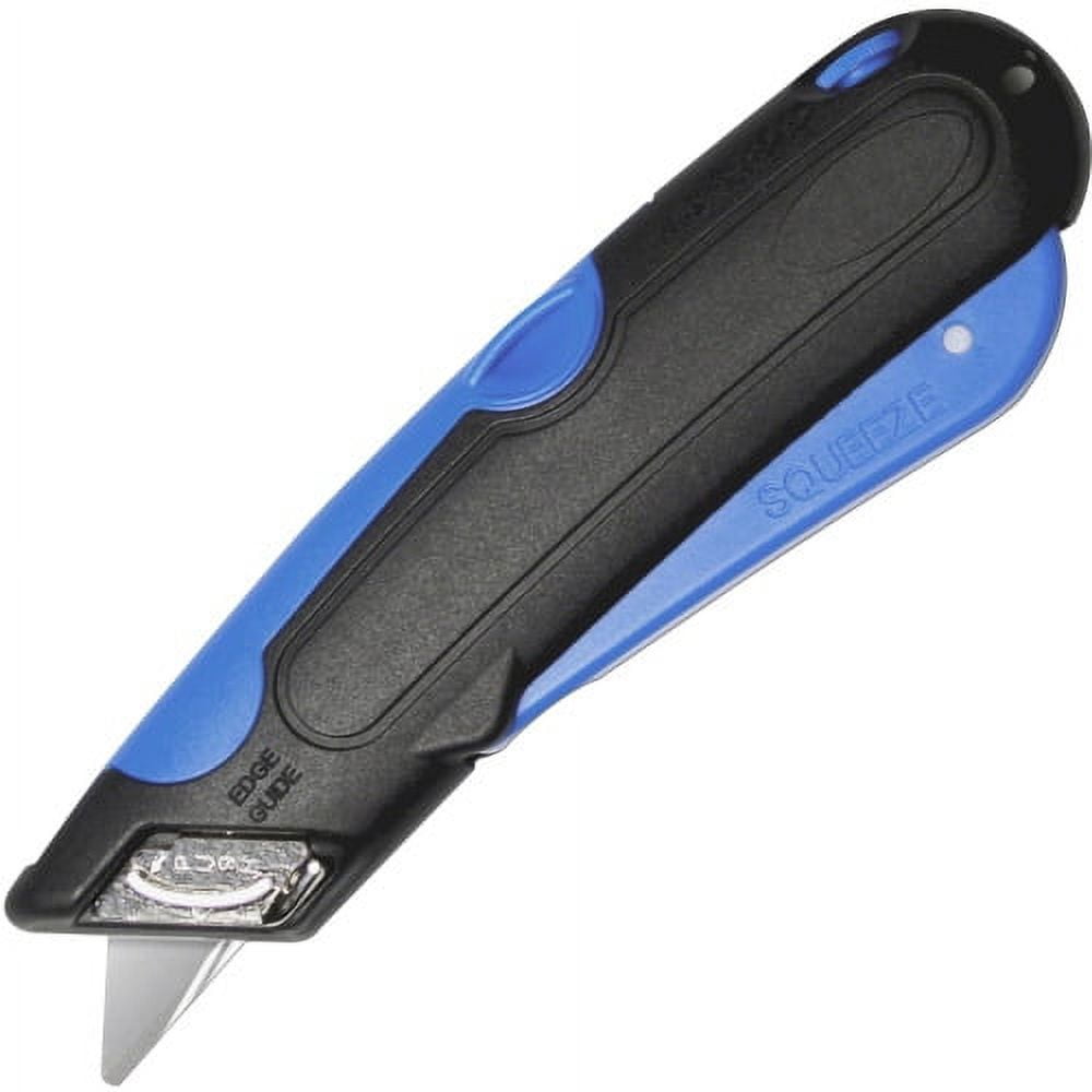 Cosco 091508 EasyCut Cutter Knife w/Self-Retracting Safety-Tipped Blade, Black/Blue