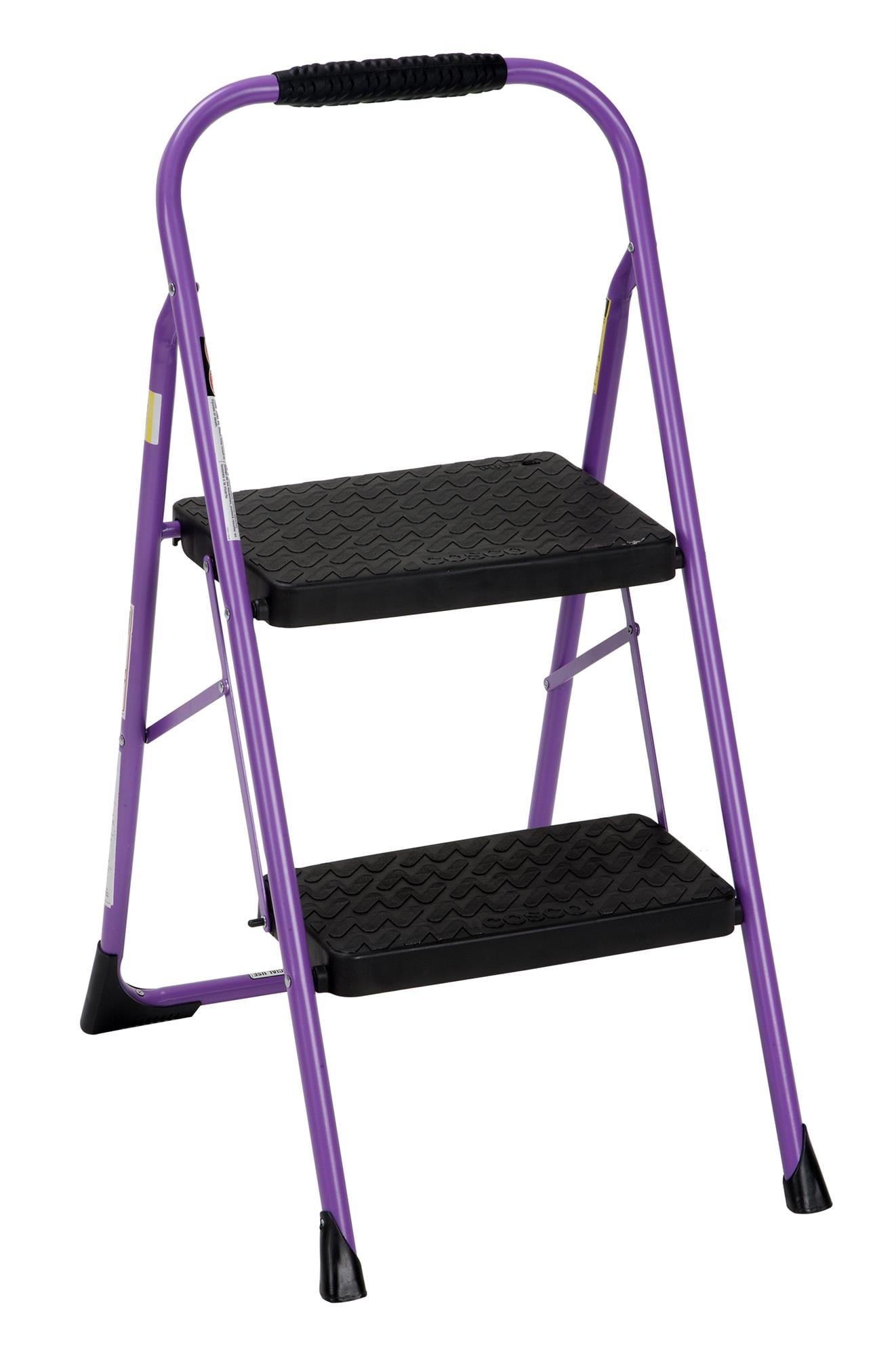 COSCO 2 Step Big Step Folding Step Stool w Rubber Hand Grip 8 Ft. 2 in Max Reach ANSI Type 3 200 lb Weight Capacity Purple Walmart