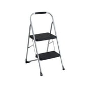 COSCO 2-Step Big Step, Steel Step Stool with Rubber Hand Grip, 8 ft. 2 in Max Reach Platinum/Black/Dot