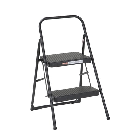 COSCO Indoor 2-Step Folding Steel Step Stool, 17-Inch Tall Top Step, Black