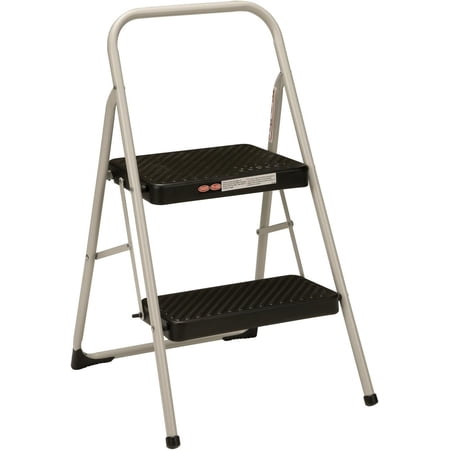 COSCO 2-Step Household Folding Step Stool (Platinum/Black)