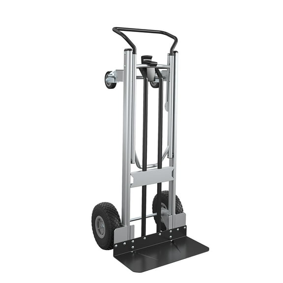 COSCO Commerical 2-in-1 Hybrid Hand Truck, Aluminum and Steel Frame, Silver/Black