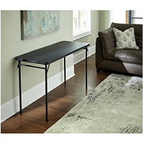COSCO 20" x 48" Vinyl Top Folding Table, Black, 1-pack