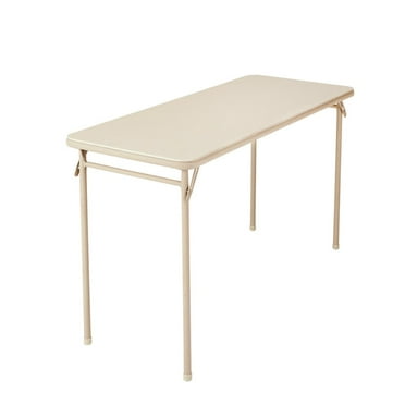 COSCO 20" x 48" Vinyl Top Serving Folding Table, Antique Linen
