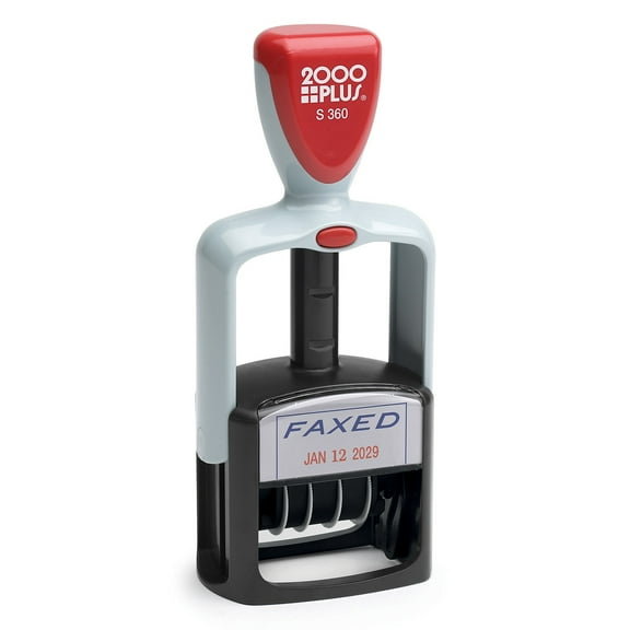 COSCO 2000PLUS Two-Color Word Dater, 1 3/4 x 1, "Faxed," Self-Inking, Blue/Red
