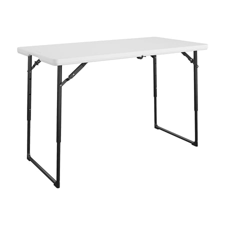 COSCO 4 ft. Centerfold Blow Mold Utility Table, Adjustable Height, White