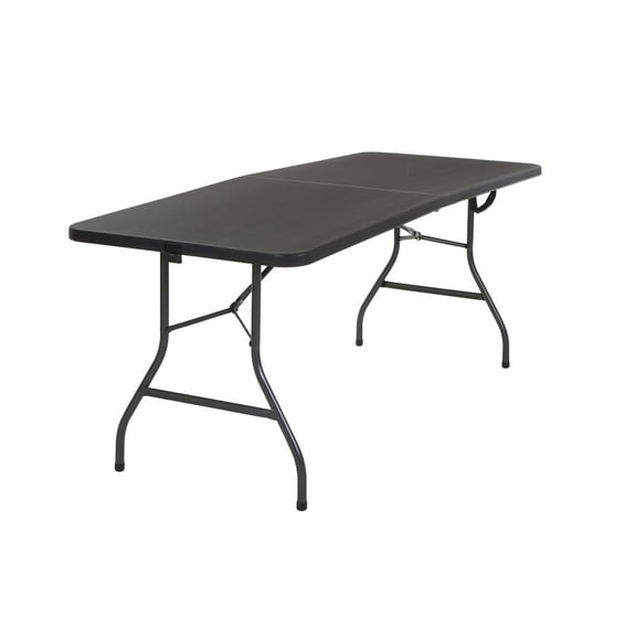 COSCO 6 ft. Fold-in-Half Banquet Table w/Handle, Black