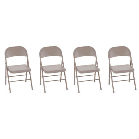 COSCO All-Steel Folding Chair, Tan, 4-Pack