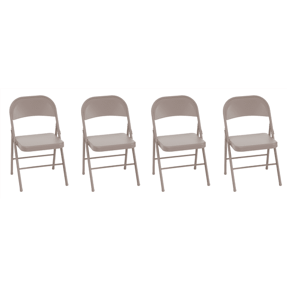 COSCO All-Steel Folding Chair, Tan, 4-Pack