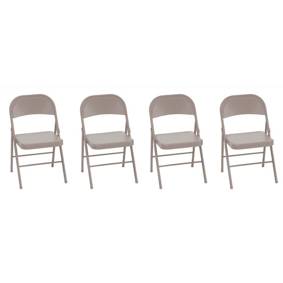 COSCO All-Steel Folding Chair, Tan, 4-Pack