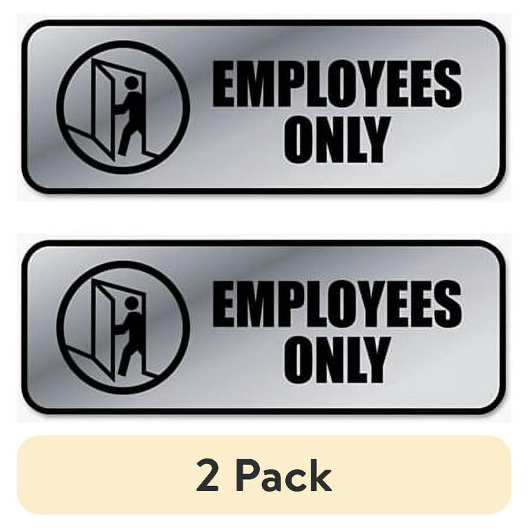 Brushed Metal Office Sign, Employees Only, 9 x 3, Silver Brushed Metal Office Sign, Employees Only, 9 x 3, Silver