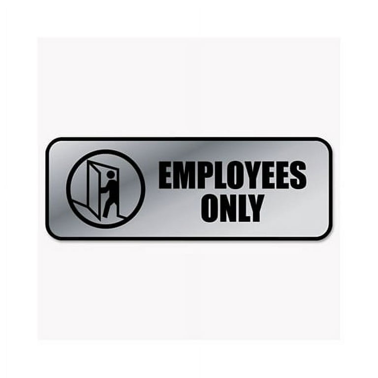 Brushed Metal Office Sign, Employees Only, 9 x 3, Silver Brushed Metal Office Sign, Employees Only, 9 x 3, Silver