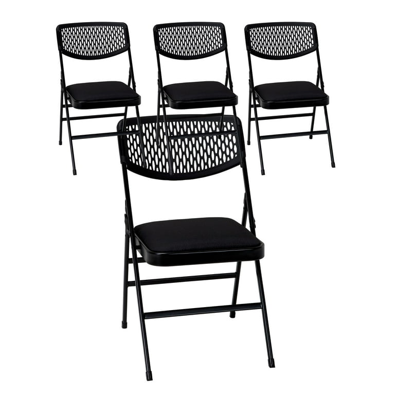 COSCO Commercial Fabric Padded Seat Folding Chair with Resin Mesh