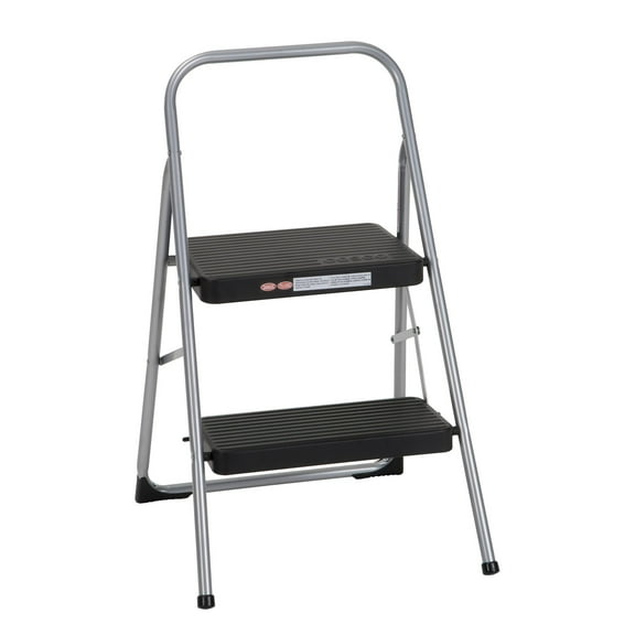 COSCO Folding 2 Step Step Stool, Platinum & Black