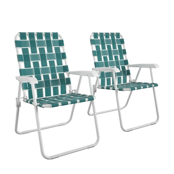 COSCO Folding Lawn Chairs, 2-Pack, Teal