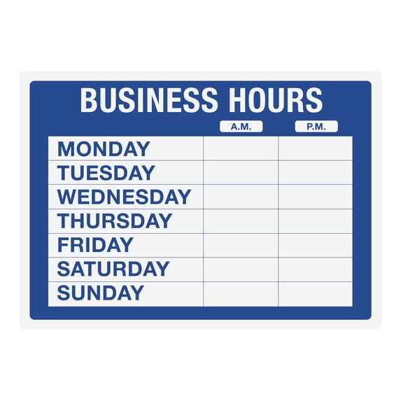 Cosco® Static Cling "Business Hours" Sign Kit, 10" x 14", Blue