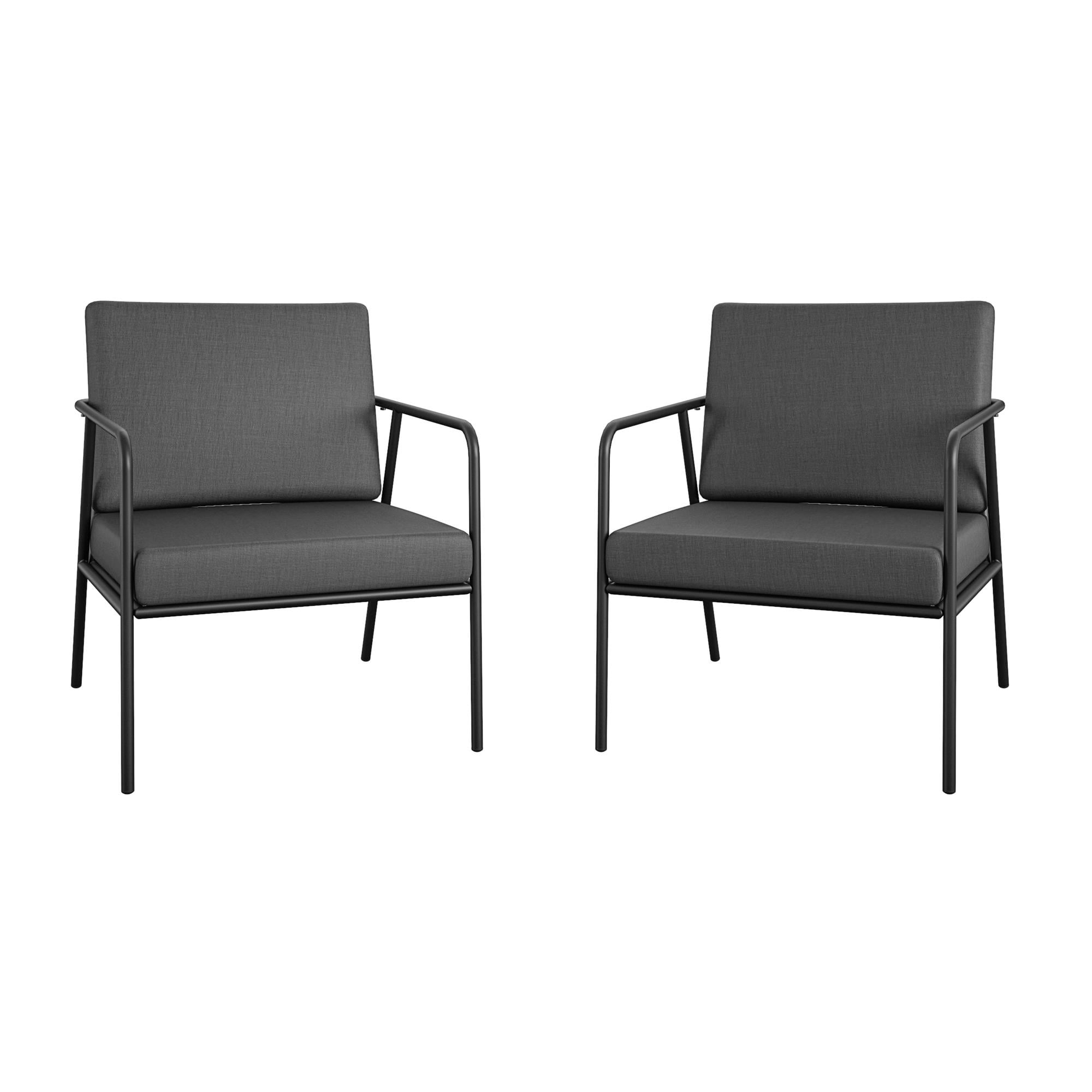COSCO Modern Cushioned Outdoor Lounge Armchairs, 2-Pack, Dark Gray